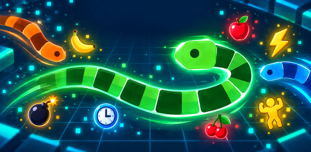 Snakevolution 霓虹竞技场中的进化蛇与能力道具